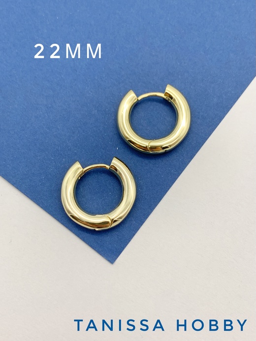 Швензы конго, кольца, бублики, 22мм, позолота, Корея, 952