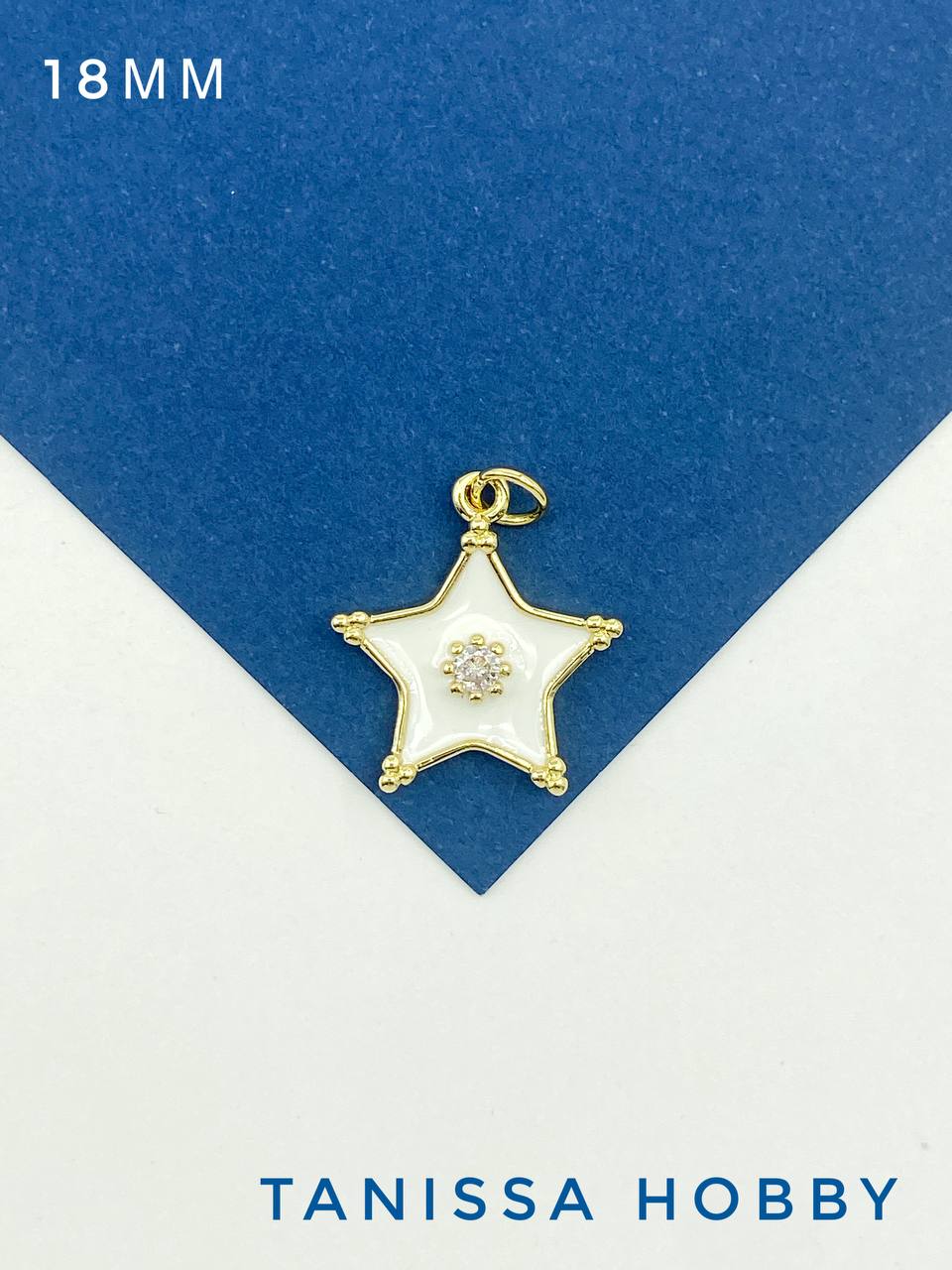 Подвеска звезда, белая эмаль, 18мм, позолота, Ю534