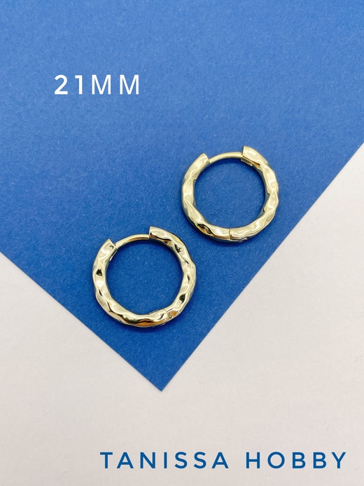 Швензы конго мятые, кольца, бублики, 21мм, позолота, 962