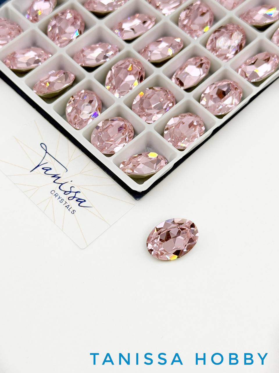 Кристалл овал Oval, Rose, 14х10мм, Tanissa Crystals, СТ521