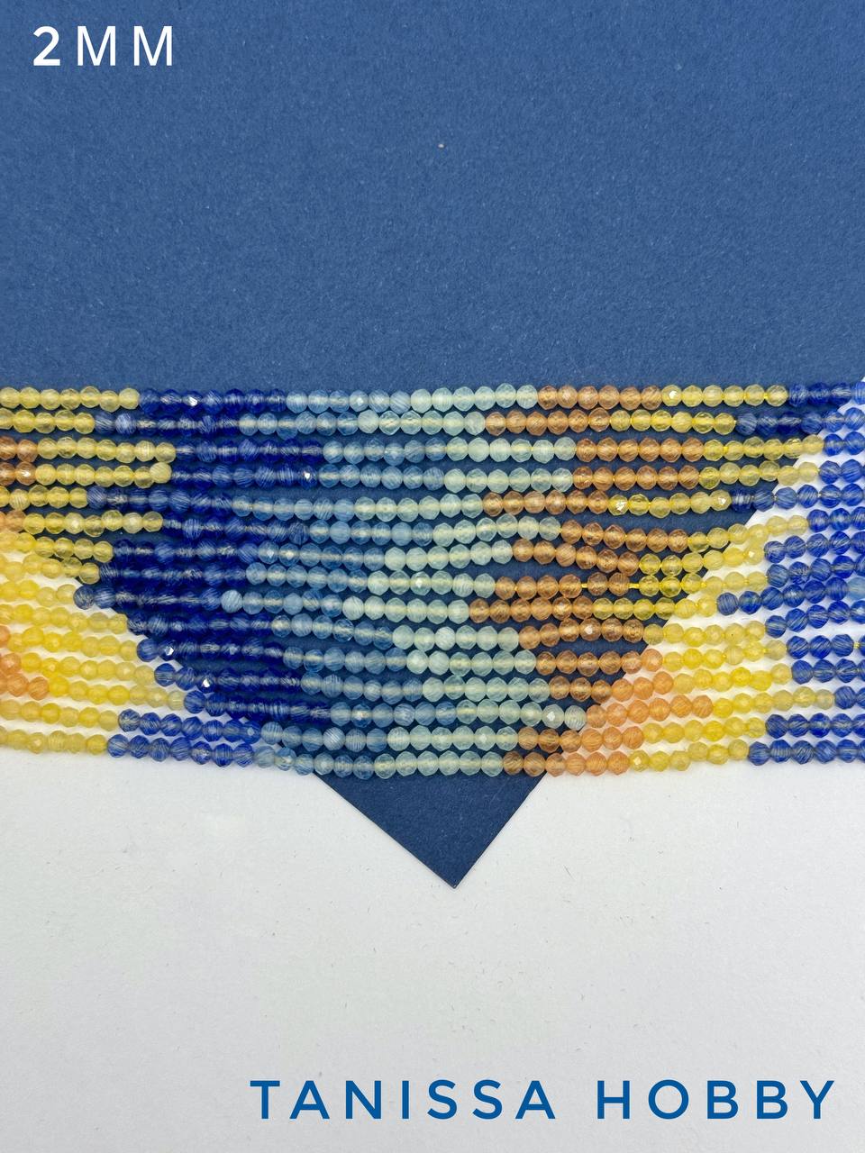 Кошачий глаз огранка, желтый микс, 2мм, Б337