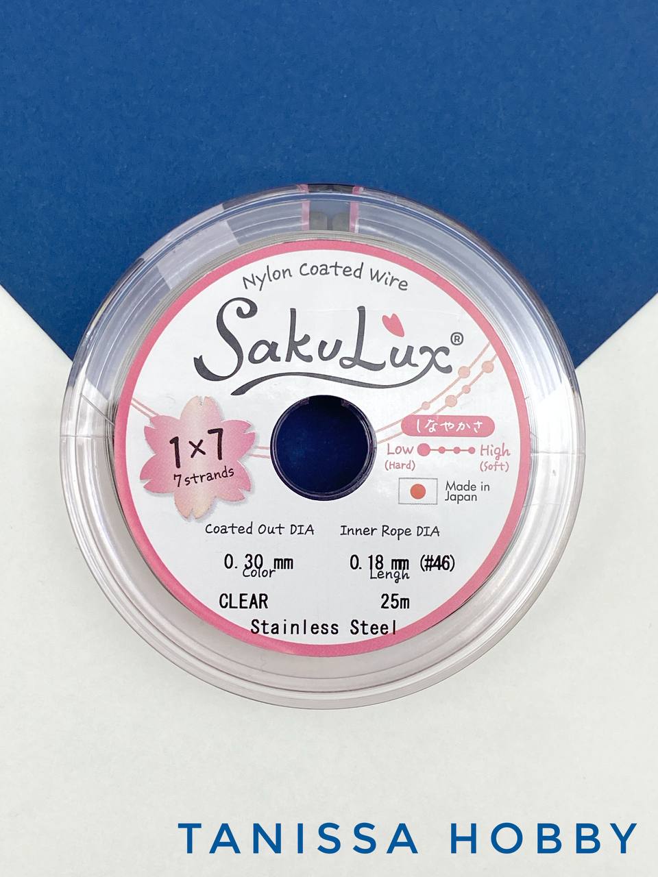 КАТУШКА 25 метров Ювелирный тросик, сталь, 0,3мм (ланка) SakuLux Flexy 7 clear, ТР47
