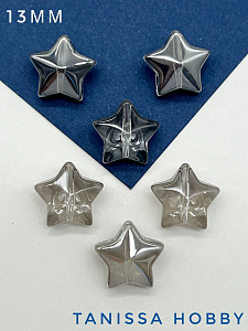 Хрусталь бусина Звезда, серый, 13мм, штука, Х407