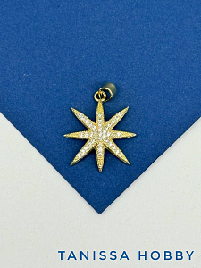 Подвеска звезда с фианитами, позолота, С234