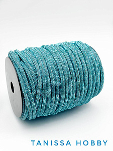 Стразовый шнур, голубой AQUAMARINE, 5мм, полый, 10СМ, Л62