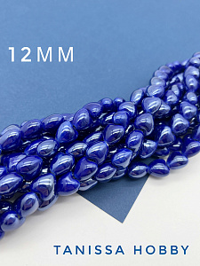 Бусина синяя фарфоровое сердце, 12мм,  Категория B, ШТУКА, П135